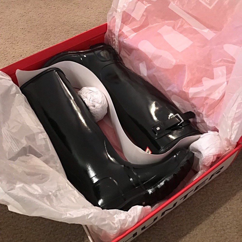 Hunter Tall Black Gloss Boots Size 8